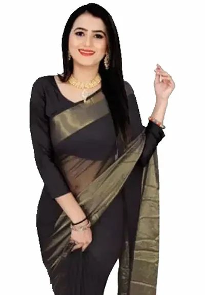 Stylish Chiffon Self Pattern Saree with Blouse piece For Women