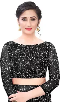 kepka Fashion Women's Net Fabric Embellished Black solid Exclusive Saree-thumb2
