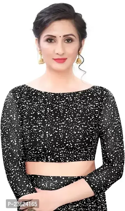 kepka Fashion Women's Net Fabric Embellished Black solid Exclusive Saree-thumb3