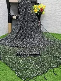 kepka Fashion Women's Net Fabric Embellished Black solid Exclusive Saree-thumb3
