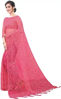 kepka Fashion Women's Net Embellished Pink Saree-thumb2