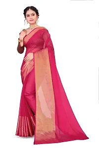 kepka Light Weight Zari Chiffon Rani Saree (Dark Pink)-thumb1