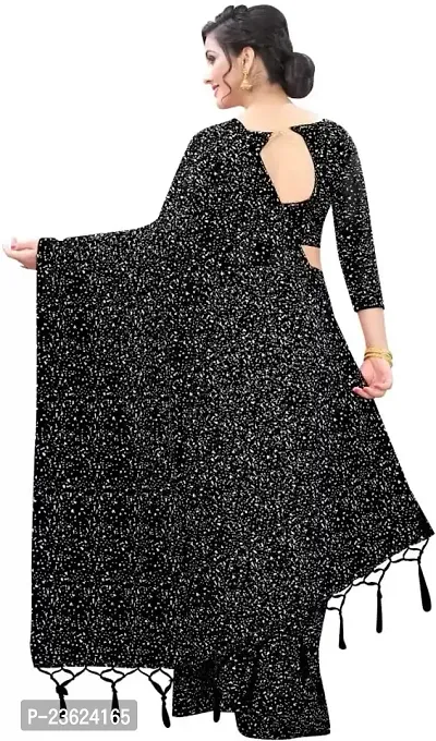 kepka Fashion Women's Net Fabric Embellished Black solid Exclusive Saree-thumb2