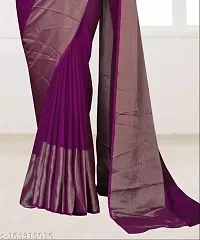 kepka Fashion Women's Beautiful Zari Chiffon Light Weight solid Exclusive Saree With Unstitch Blouse Piece (Wine)-thumb2