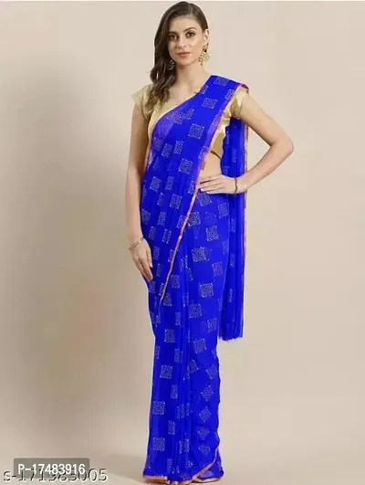 Women Stylish Chiffon Saree with Blouse piece-thumb0