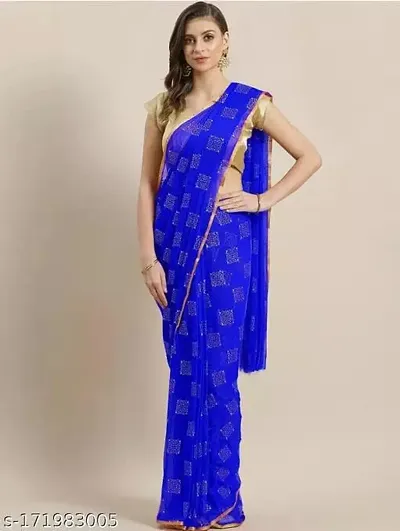 Women Stylish Chiffon Saree with Blouse piece