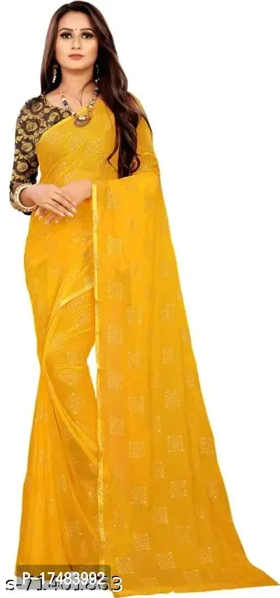 Women Stylish Chiffon Saree with Blouse piece