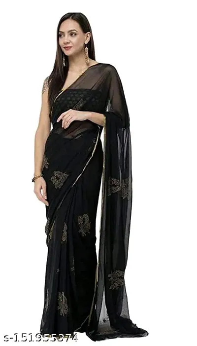 Women Beautiful Chiffon Saree with Blouse piece