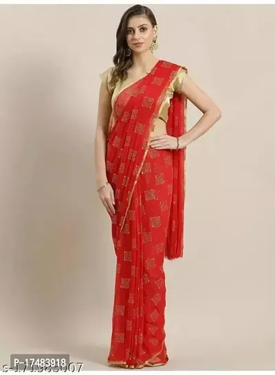 Women Stylish Chiffon Saree with Blouse piece-thumb0