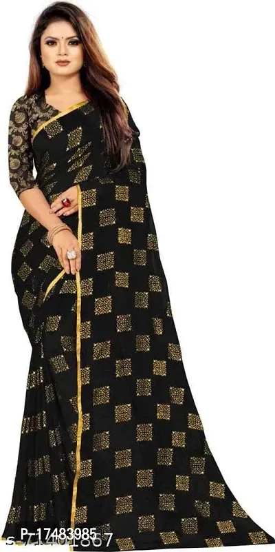 Women Stylish Chiffon Saree with Blouse piece-thumb0