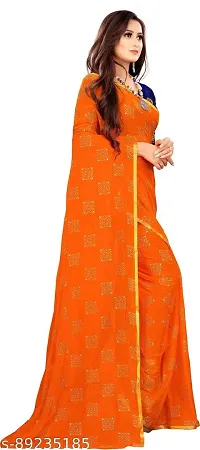 Women Stylish Chiffon Saree with Blouse piece