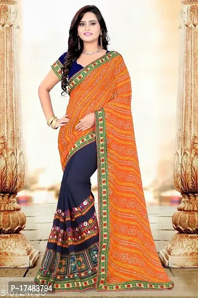 Women Stylish Georgette Saree with Blouse piece-thumb0