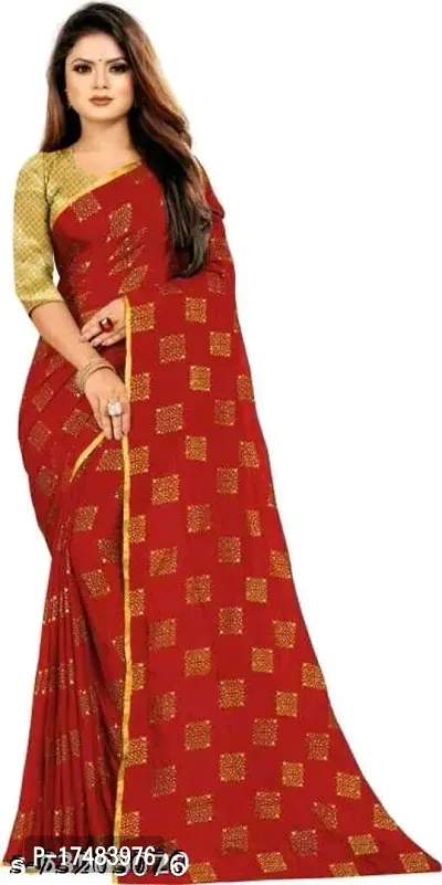 Women Stylish Chiffon Saree with Blouse piece-thumb0