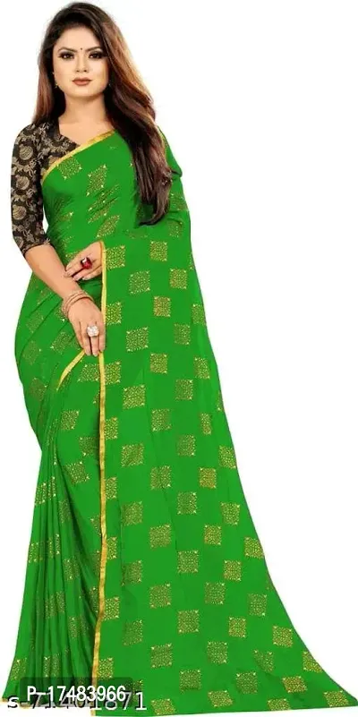 Women Stylish Chiffon Saree with Blouse piece-thumb0