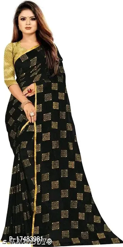 Women Stylish Chiffon Saree with Blouse piece-thumb0