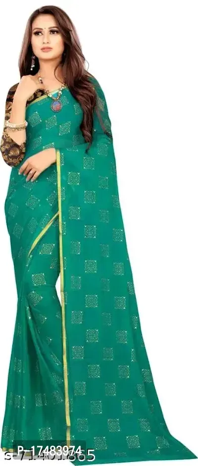 Women Stylish Chiffon Saree with Blouse piece