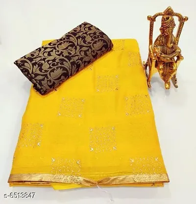 Stylish Foil Print Chiffon Sarees With Jacquard Blouse