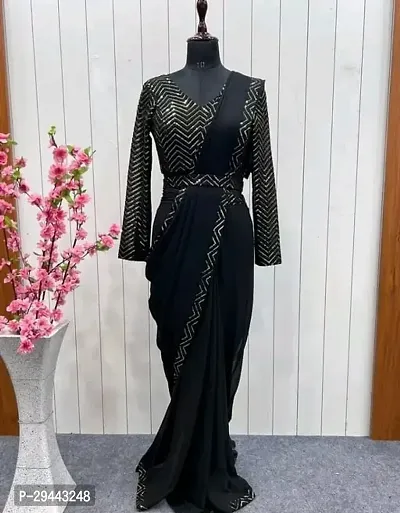 Beautiful Georgette Saree With Blouse Piece For Women-thumb0