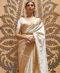 Classic White And Gold Cotton Saree With Blouse Piece-thumb2