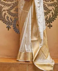 Classic White And Gold Cotton Saree With Blouse Piece-thumb3