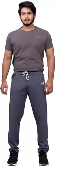 Comfortable Light Grey Cotton Regular Track Pants 2Xl For Men