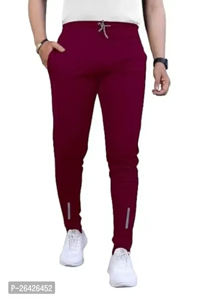 Comfortable Wine Cotton Regular Track Pants S For Men