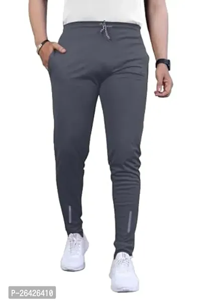 Comfortable Grey Cotton Regular Track Pants S For Men