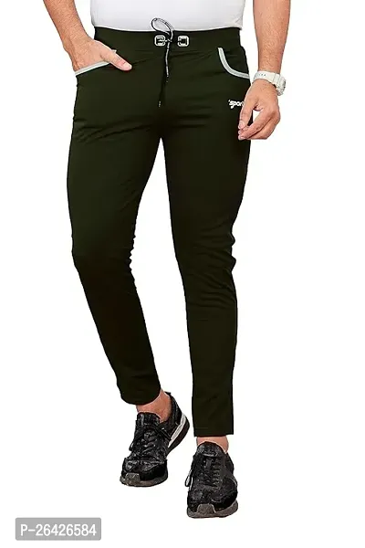 Comfortable Olive Cotton Regular Track Pants S For Men-thumb0