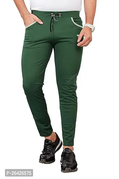 Comfortable Light Green Cotton Regular Track Pants M For Men-thumb0