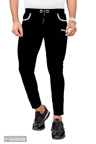 Comfortable Black Cotton Regular Track Pants 2Xl For Men