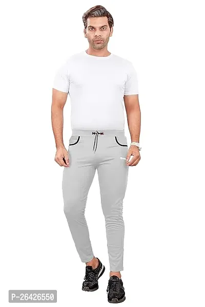 Comfortable Light Grey Cotton Regular Track Pants S For Men