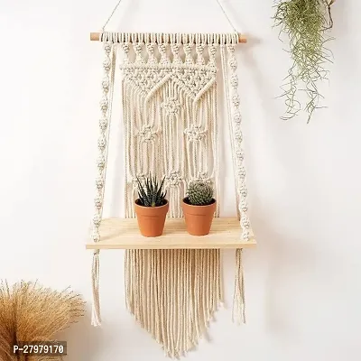 RAJDEEP COLLECTION Macrame Wooden Wall Hanging Wall Art Home Decor.MADE IN INDIA 24 inch X 12 inch OFF WHITE