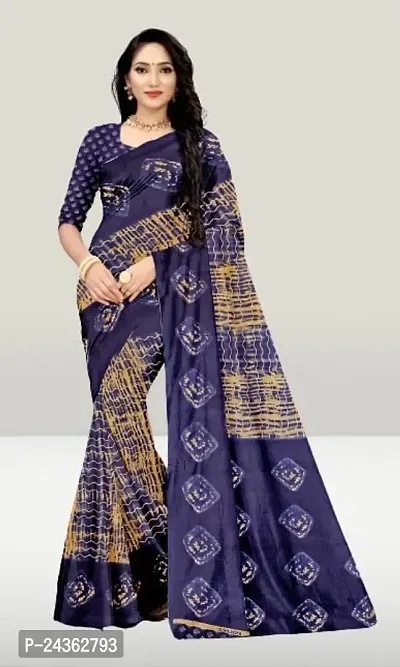 Women's Line Cotton Saree Striped Print Fancy Saree with Blouse Piece Color Purple-thumb3