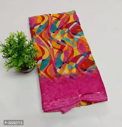 Stylish Multicoloured Georgette Saree With Blouse Piece For Women-thumb0