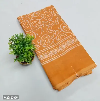 Stylish Georgette Orange Printed Saree with Blouse piece For Women-thumb0