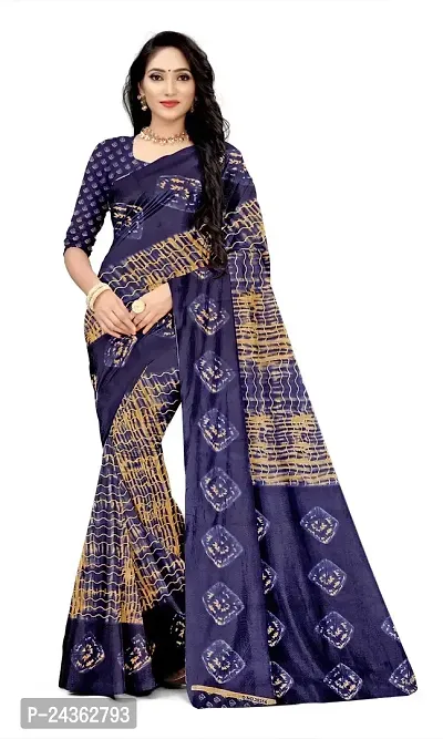 Women's Line Cotton Saree Striped Print Fancy Saree with Blouse Piece Color Purple-thumb0