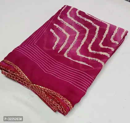 Stylish Pink Georgette Saree With Blouse Piece For Women-thumb0