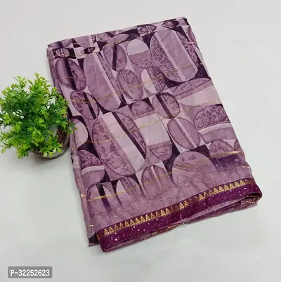 Stylish Purple Georgette Saree With Blouse Piece For Women