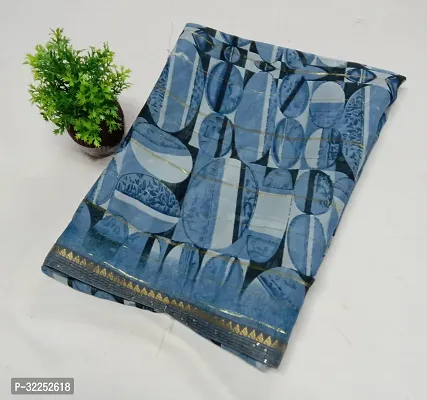 Stylish Blue Georgette Saree With Blouse Piece For Women-thumb0