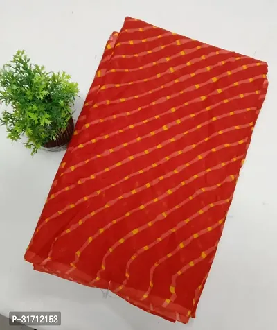 Stylish Red Georgette Printed Saree with Blouse piece For Women