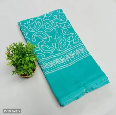 Stylish Georgette Turquoise Printed Saree with Blouse piece For Women-thumb0