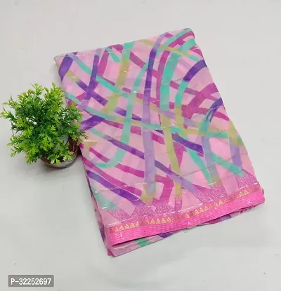 Stylish Multicoloured Georgette Saree With Blouse Piece For Women-thumb0