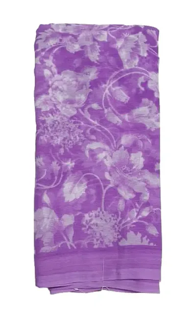 Women's Flower Georgette Saree Fancy Saree with Blouse Piece (Purple)