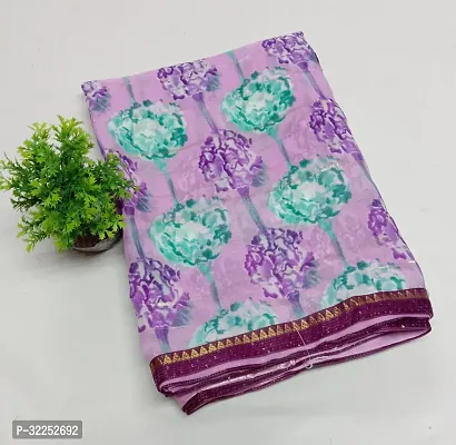 Stylish Lavender Georgette Saree With Blouse Piece For Women