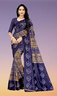 Women's Line Cotton Saree Striped Print Fancy Saree with Blouse Piece Color Purple-thumb1