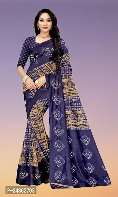 Women's Line Cotton Saree Striped Print Fancy Saree with Blouse Piece Color Purple-thumb2