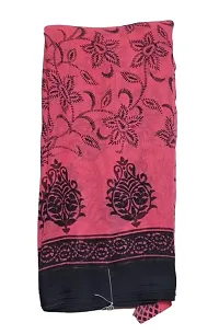 Women's Flowers Floral Pattern Printed Georgette Saree With Black Border (Pink)-thumb1