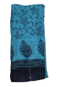 Women's Flowers Floral Pattern Printed Georgette Saree With Black Border (Blue)-thumb1