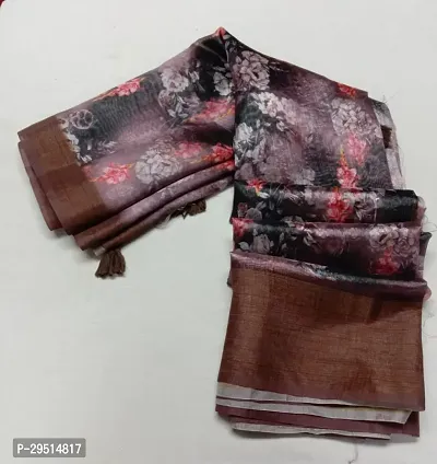 Beautiful Printed Crepe Silk Saree With Blouse Piece