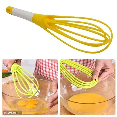 1Pc Random Color Multifunctional Rotatory Plastic Whisk Manual Egg Beater